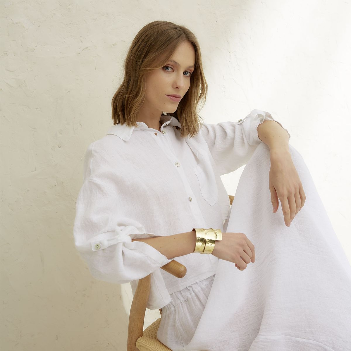 BASEMENT - Blusa Mujer 100% Lino Hecho en Italia Basement