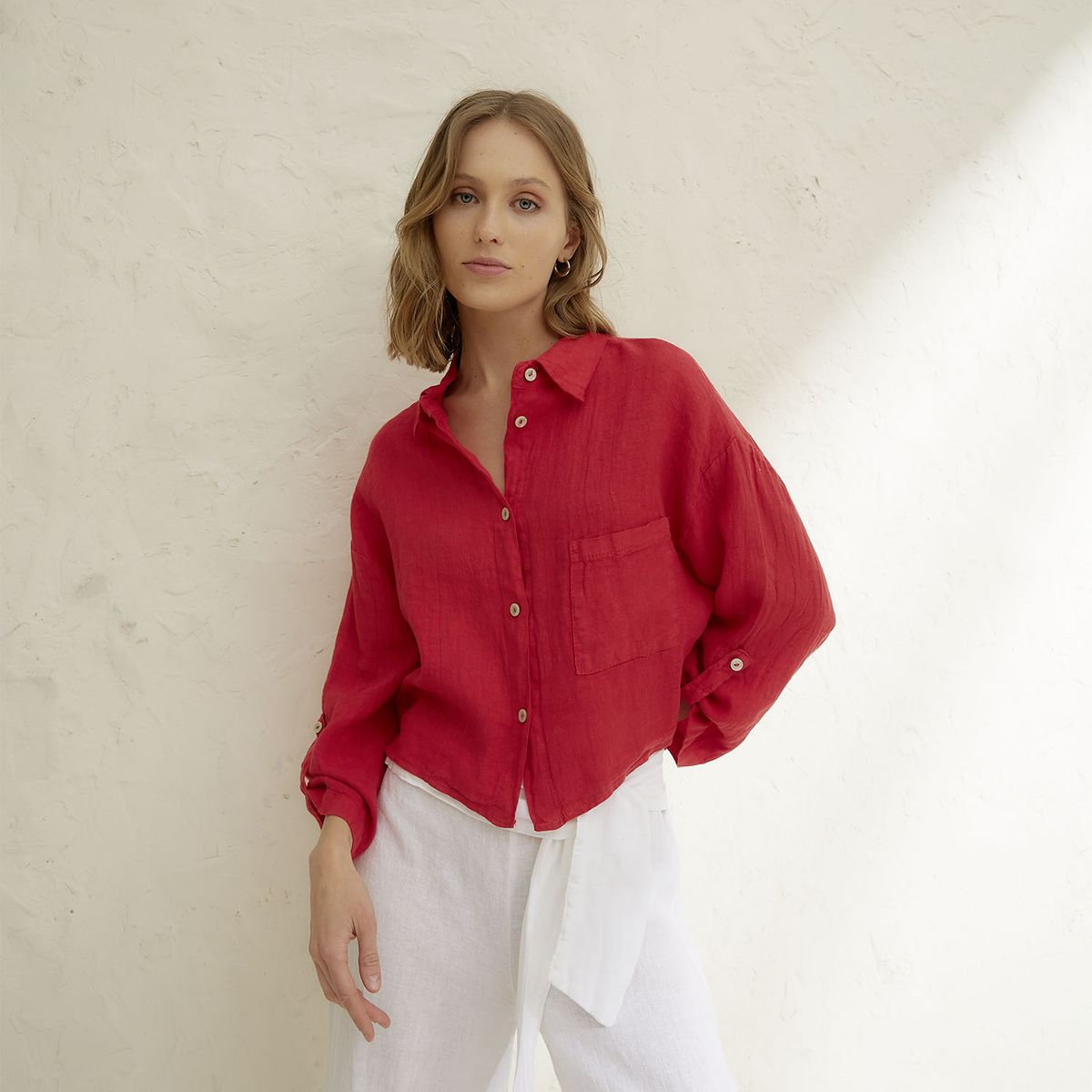 BASEMENT - Blusa Mujer 100% Lino Hecho en Italia Basement