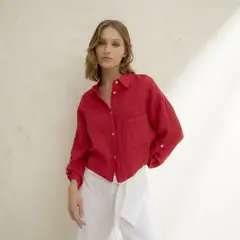 BASEMENT - Blusa Mujer 100% Lino Hecho en Italia