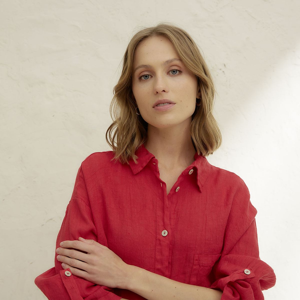 BASEMENT - Blusa Mujer 100% Lino Hecho en Italia Basement