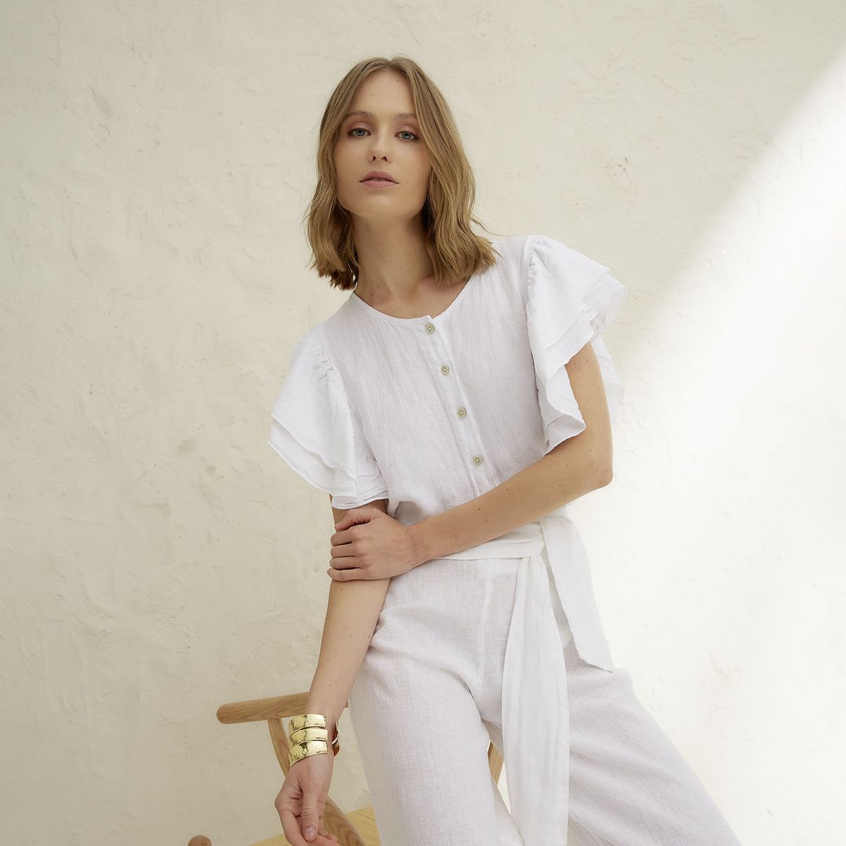 BASEMENT - Blusa Mujer 100% Lino Hecho en Italia Basement