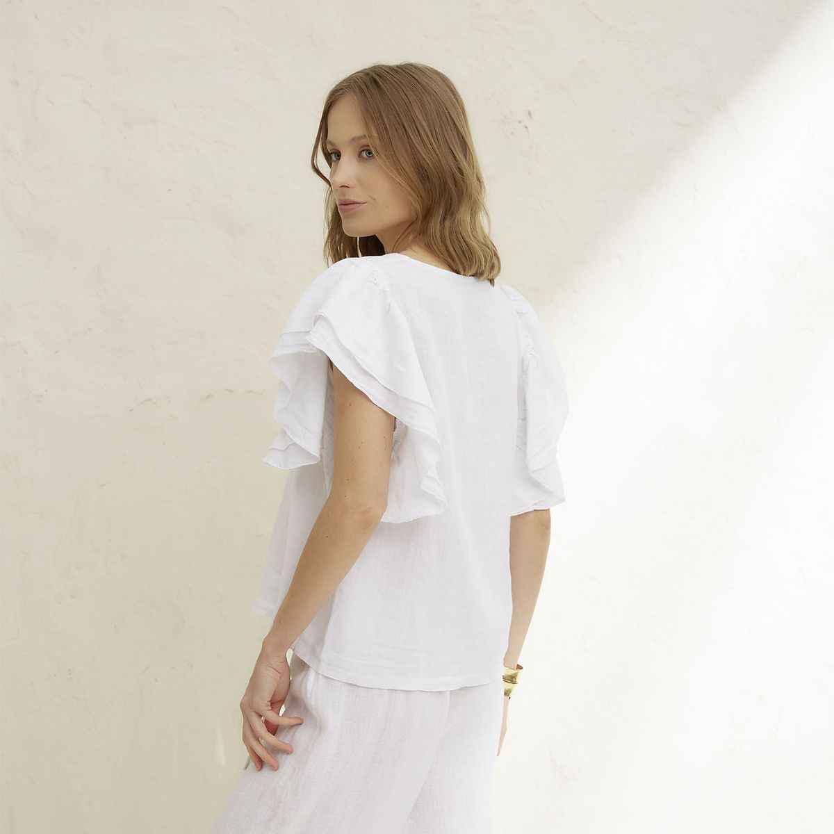 BASEMENT - Blusa Mujer 100% Lino Hecho en Italia Basement