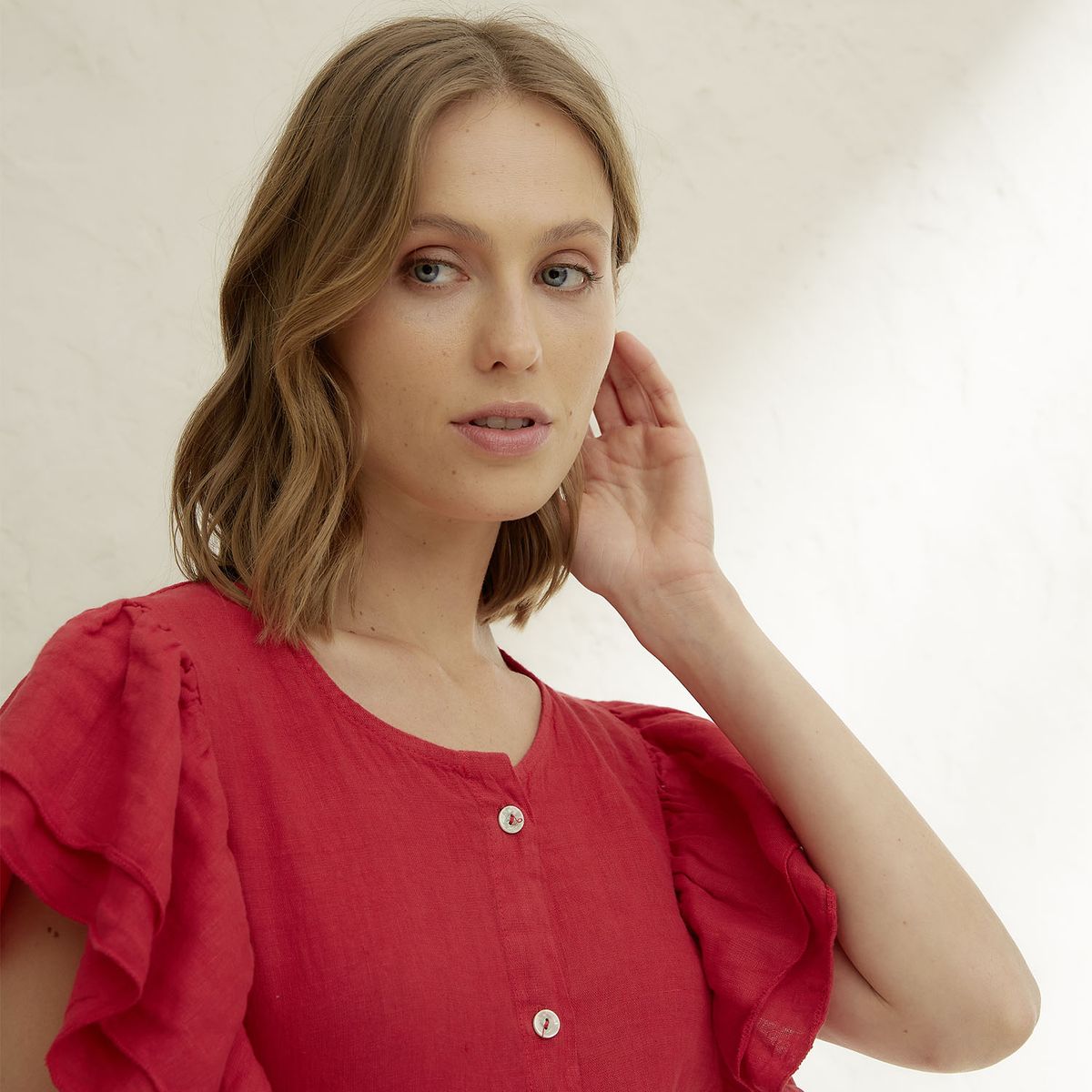 BASEMENT - Blusa Mujer 100% Lino Hecho en Italia Basement