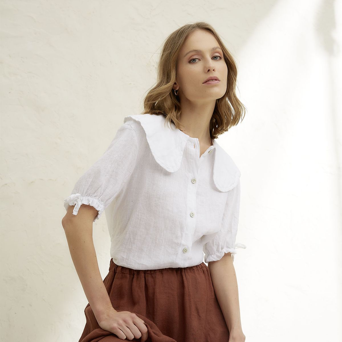 BASEMENT - Blusa Mujer 100% Lino Hecho en Italia Basement