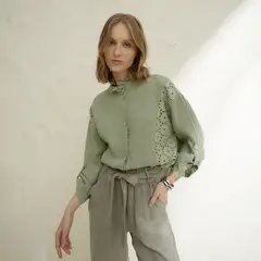 BASEMENT - Blusa Mujer 100% Lino Hecho en Italia