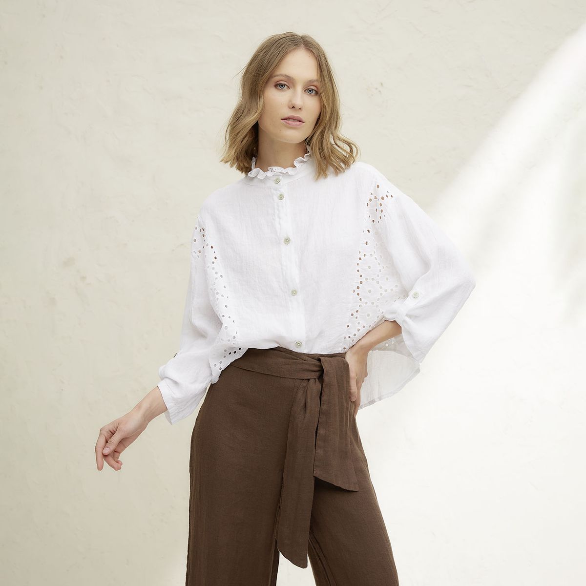 BASEMENT - Blusa Mujer 100% Lino Hecho en Italia Basement