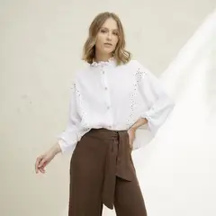 BASEMENT - Blusa Mujer 100% Lino Hecho en Italia