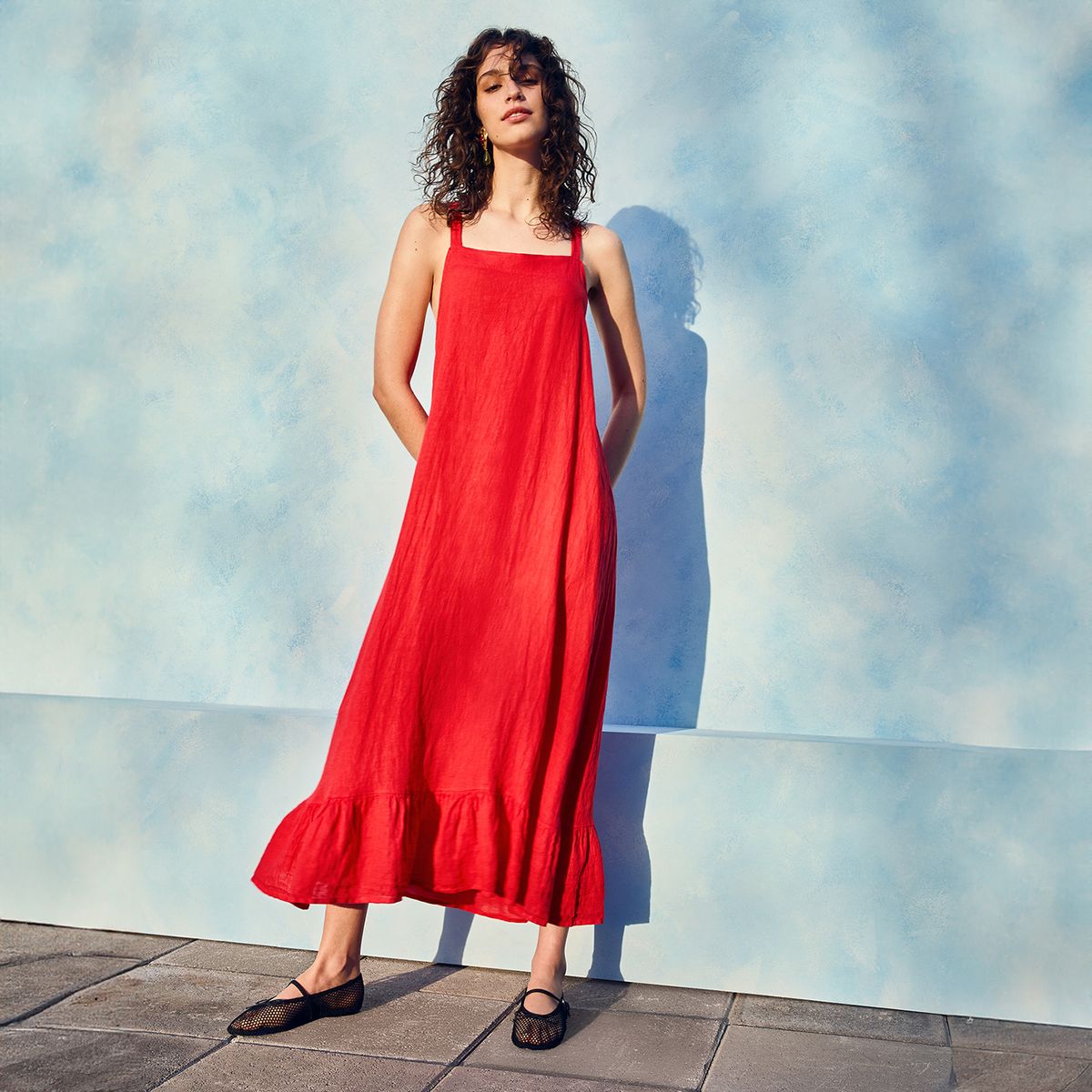 BASEMENT - Vestido Mujer 100% Lino Hecho en Italia Basement