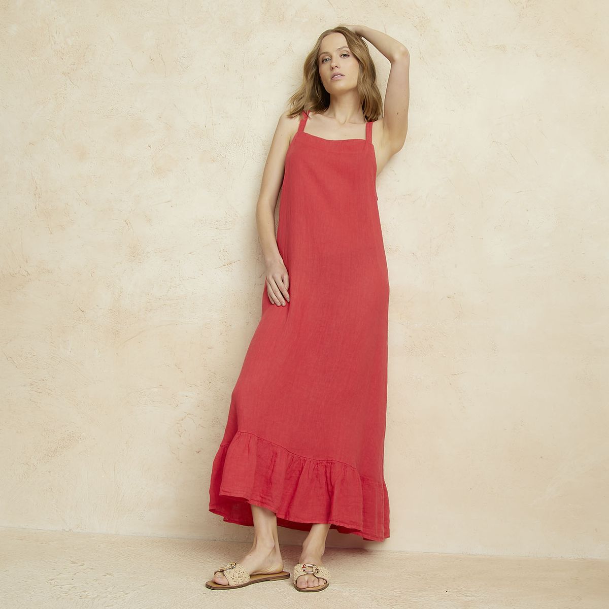 BASEMENT - Vestido Mujer 100% Lino Hecho en Italia Basement