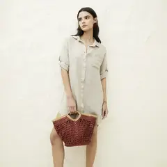 BASEMENT - Vestido Mujer 100% Lino Hecho en Italia