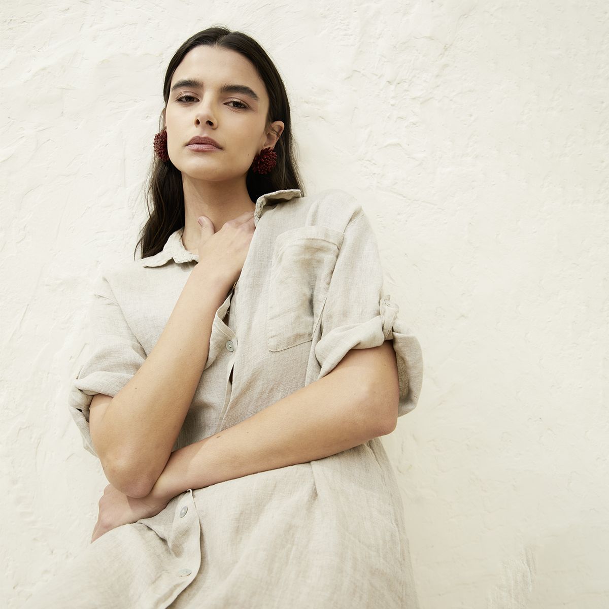 BASEMENT - Vestido Mujer 100% Lino Hecho en Italia Basement