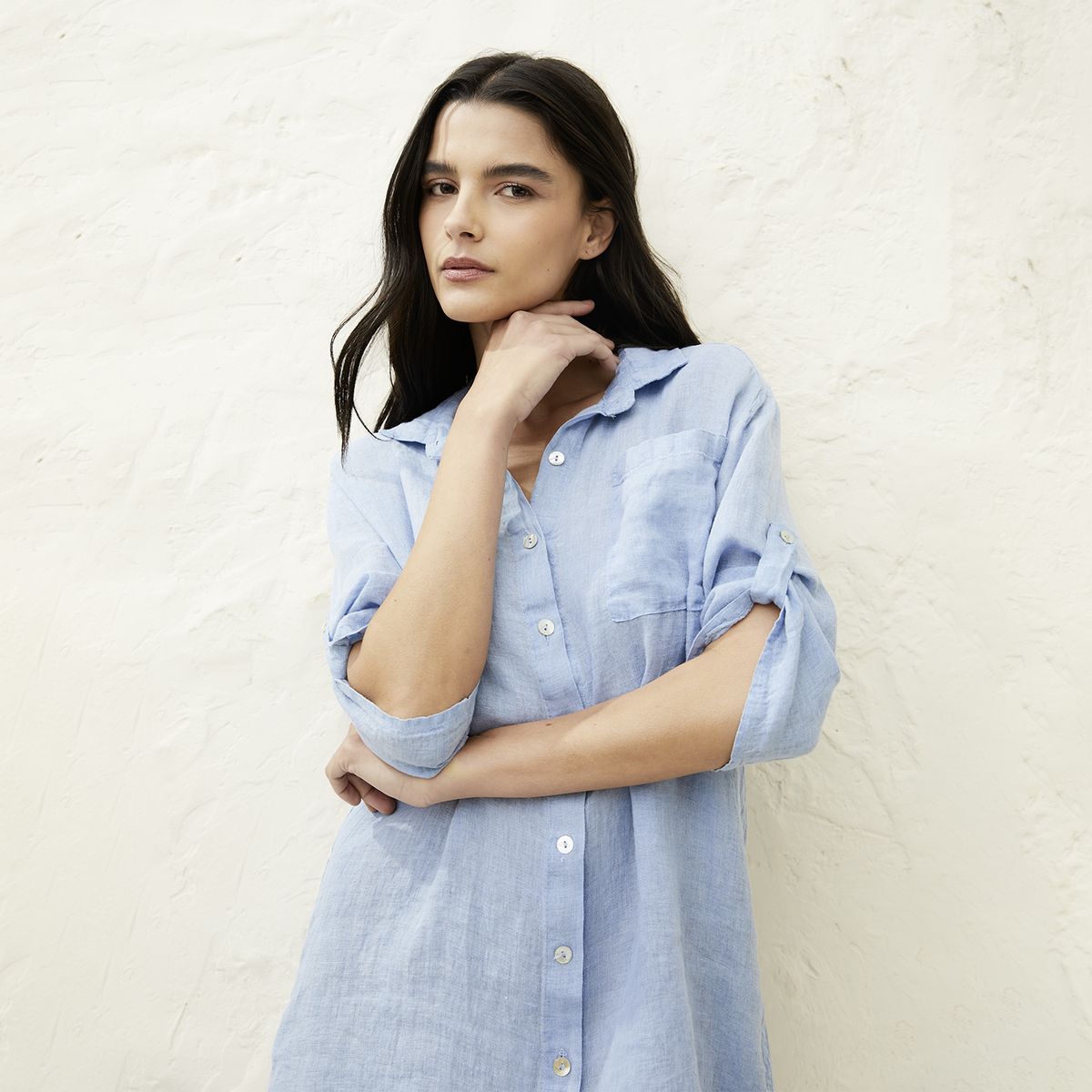 BASEMENT - Vestido Mujer 100% Lino Hecho en Italia Basement