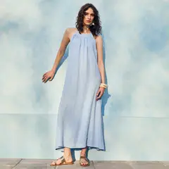 BASEMENT - Vestido Mujer 100% Lino Hecho en Italia