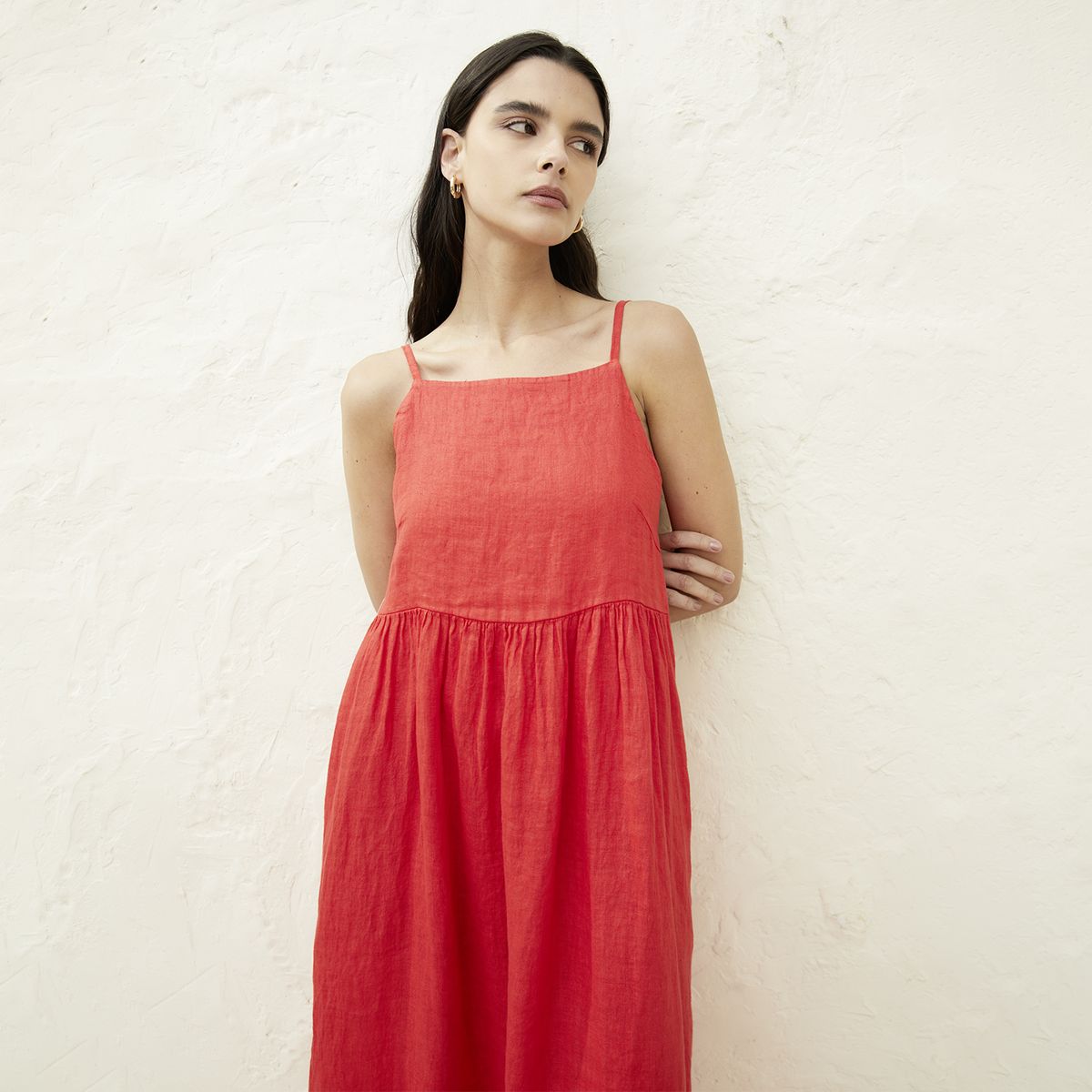 BASEMENT - Vestido Mujer 100% Lino Hecho en Italia Basement