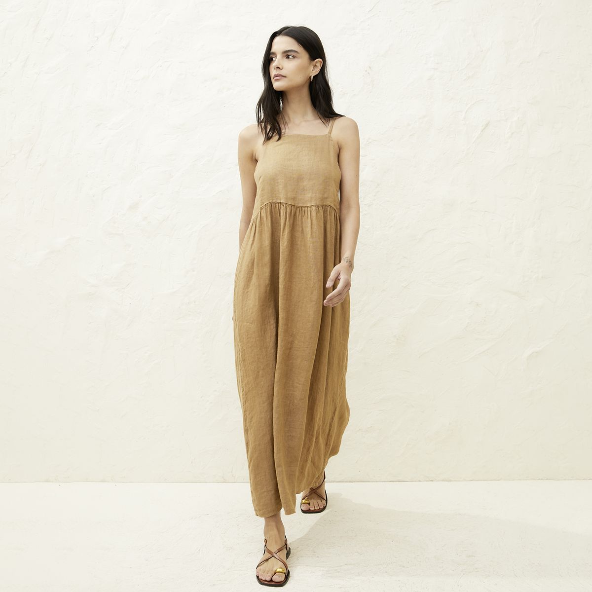 BASEMENT - Vestido Mujer 100% Lino Hecho en Italia Basement