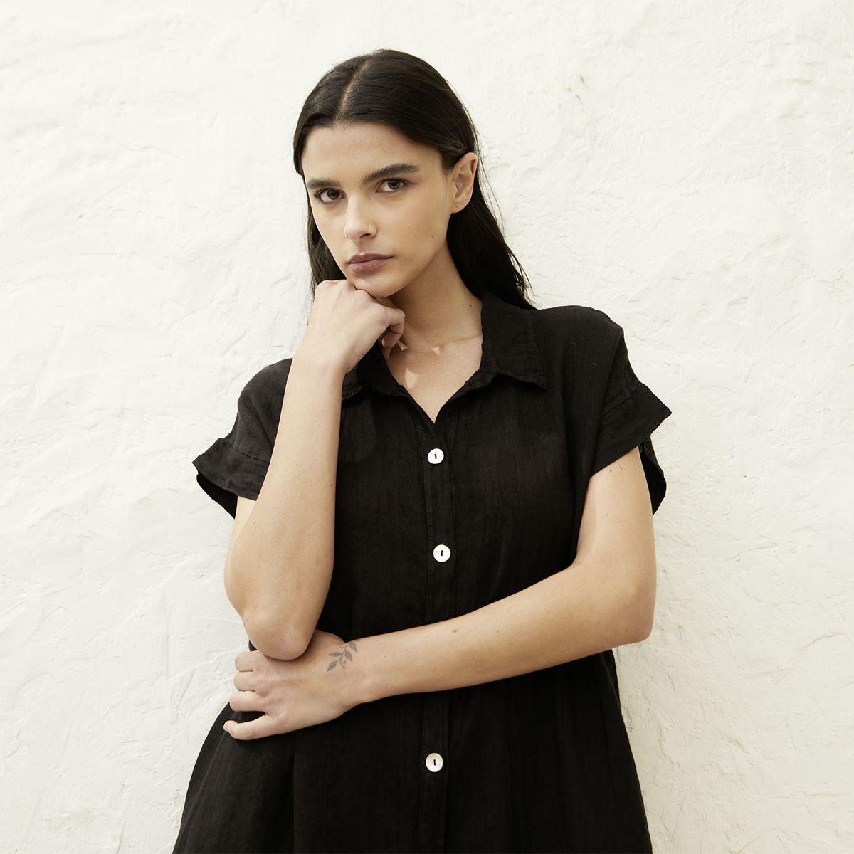 BASEMENT - Vestido Mujer 100% Lino Hecho en Italia Basement