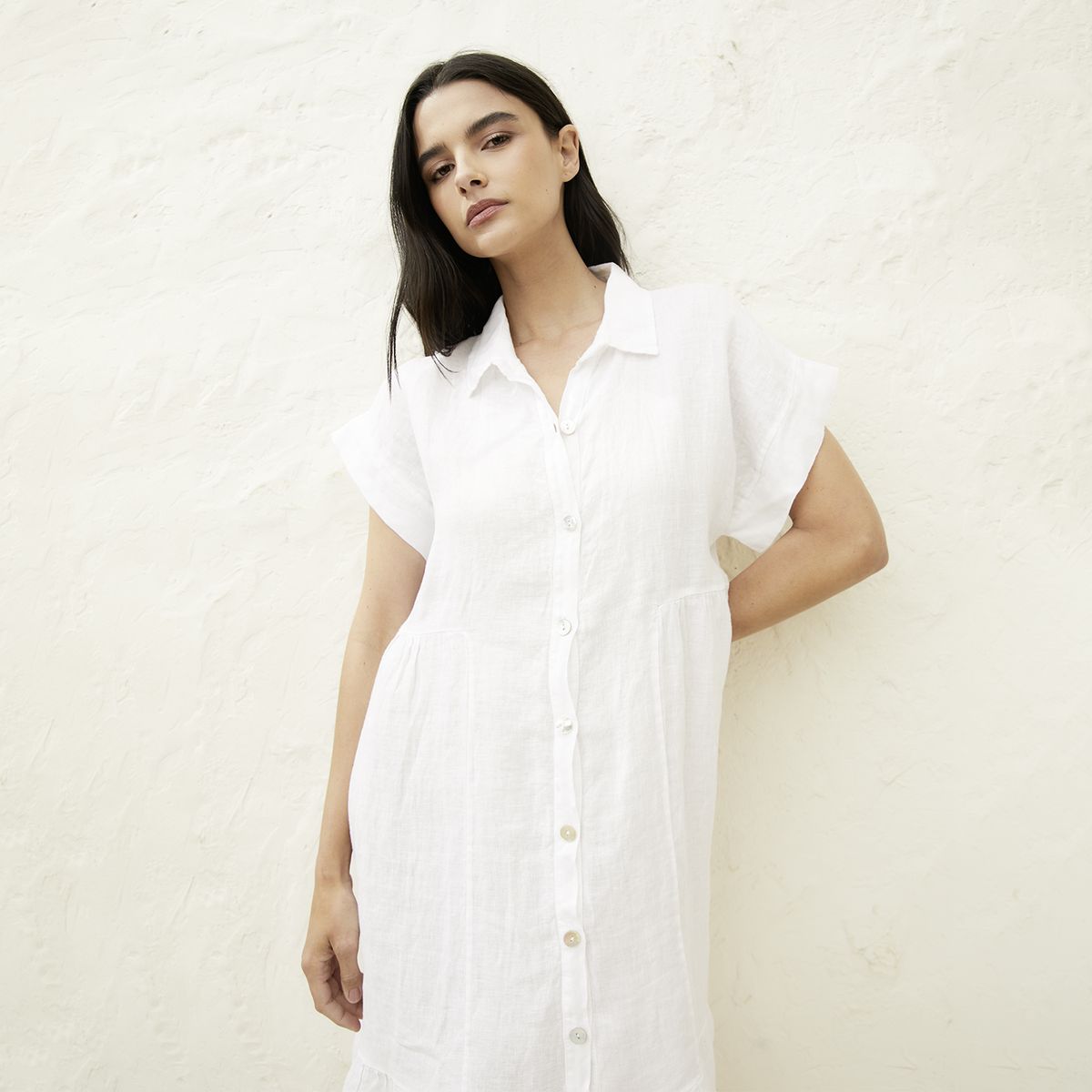 BASEMENT - Vestido Mujer 100% Lino Hecho en Italia Basement