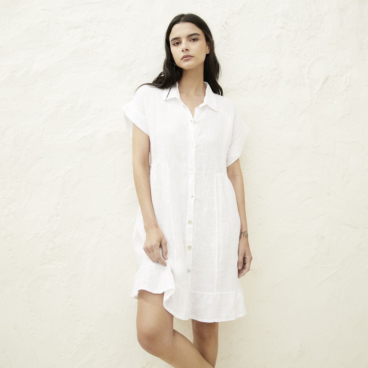 BASEMENT - Vestido Mujer 100% Lino Hecho en Italia Basement