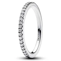 Anillo Banda Brillante De Plata Mujer