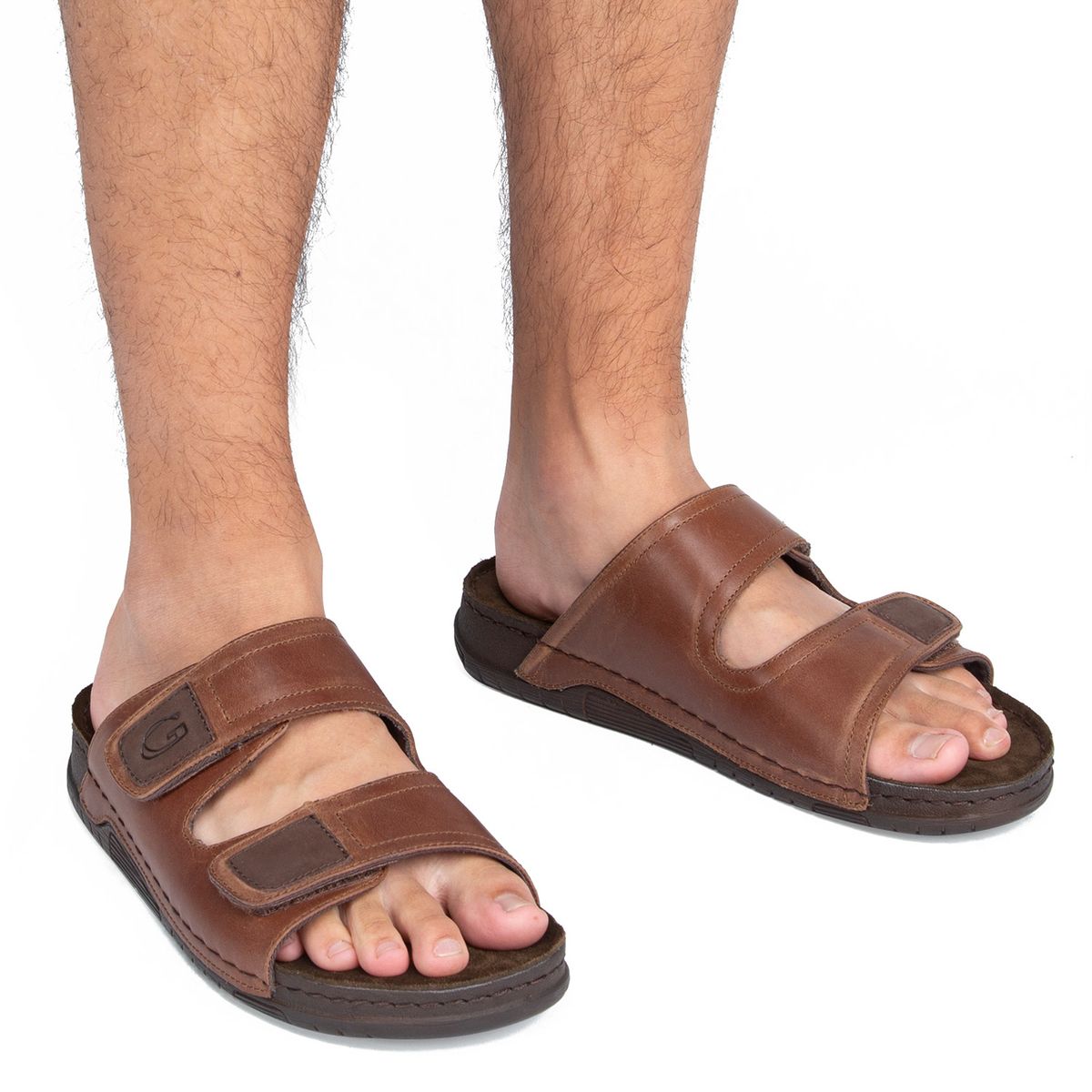 GUANTE - Sandalia Hombre Cuero Café Guante