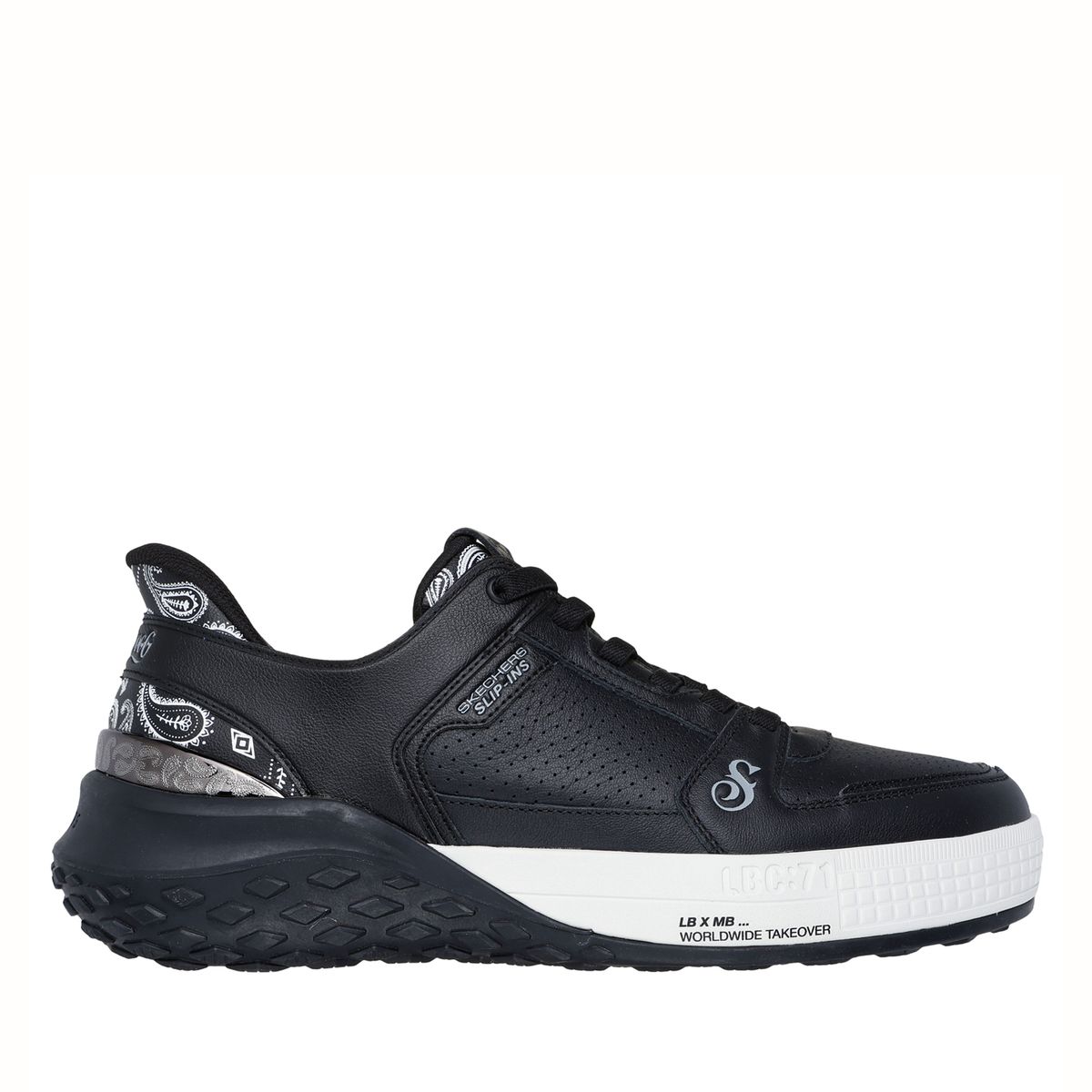 SKECHERS - 251170-Blk Zapatilla Urbana Hombre Cuero Negro Skechers