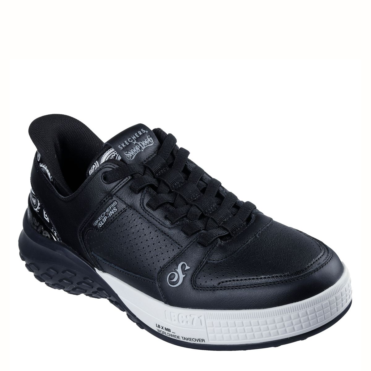 SKECHERS - 251170-Blk Zapatilla Urbana Hombre Cuero Negro Skechers