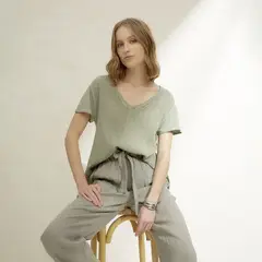 BASEMENT - Polera Mujer Lino