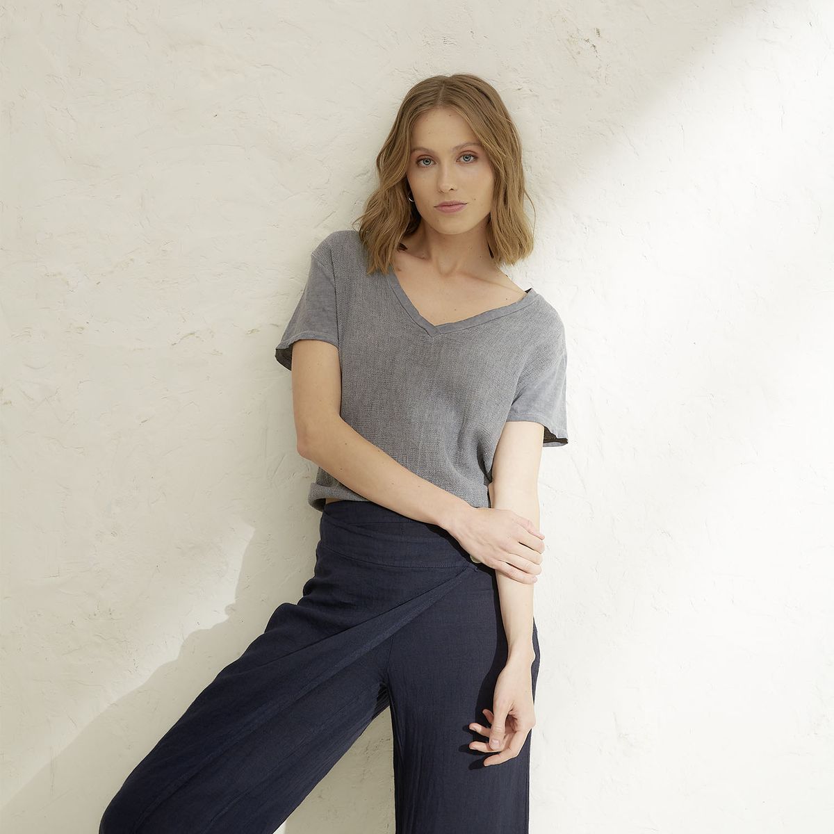 BASEMENT - Polera Mujer Lino Basement