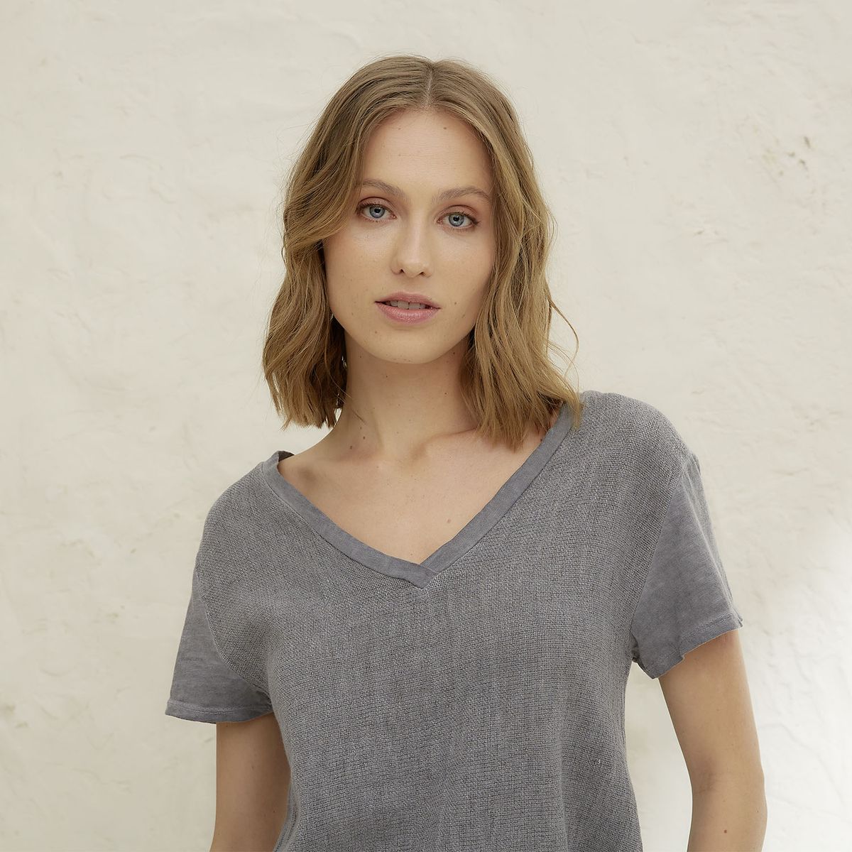 BASEMENT - Polera Mujer Lino Basement