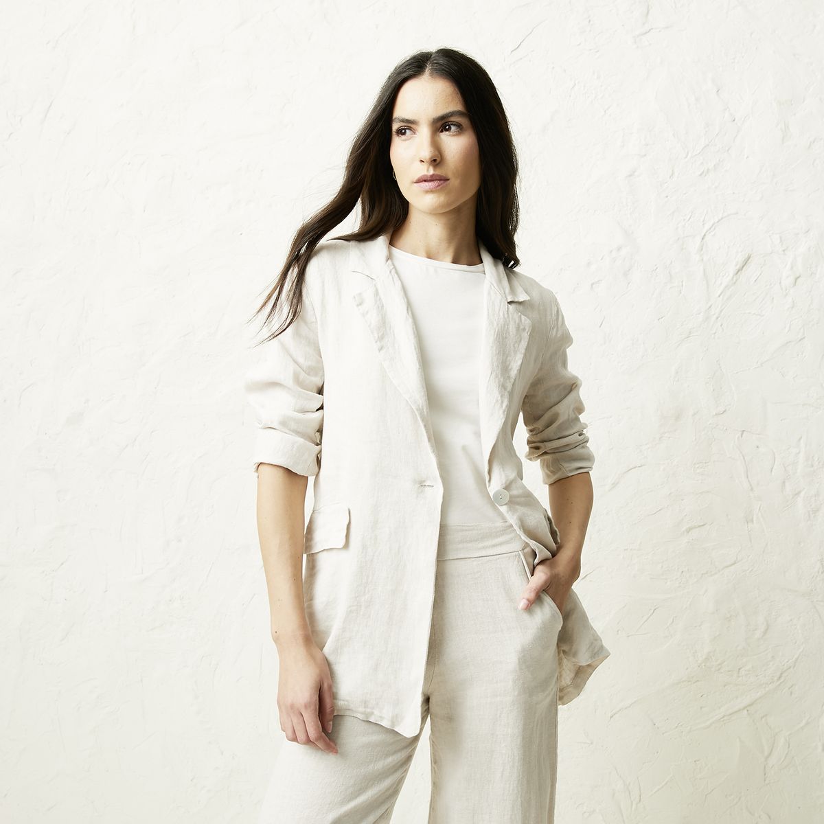 BASEMENT - Blazer Mujer 100% Lino Hecho en Italia Basement