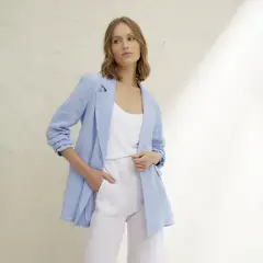 BASEMENT - Blazer Mujer 100% Lino Hecho en Italia