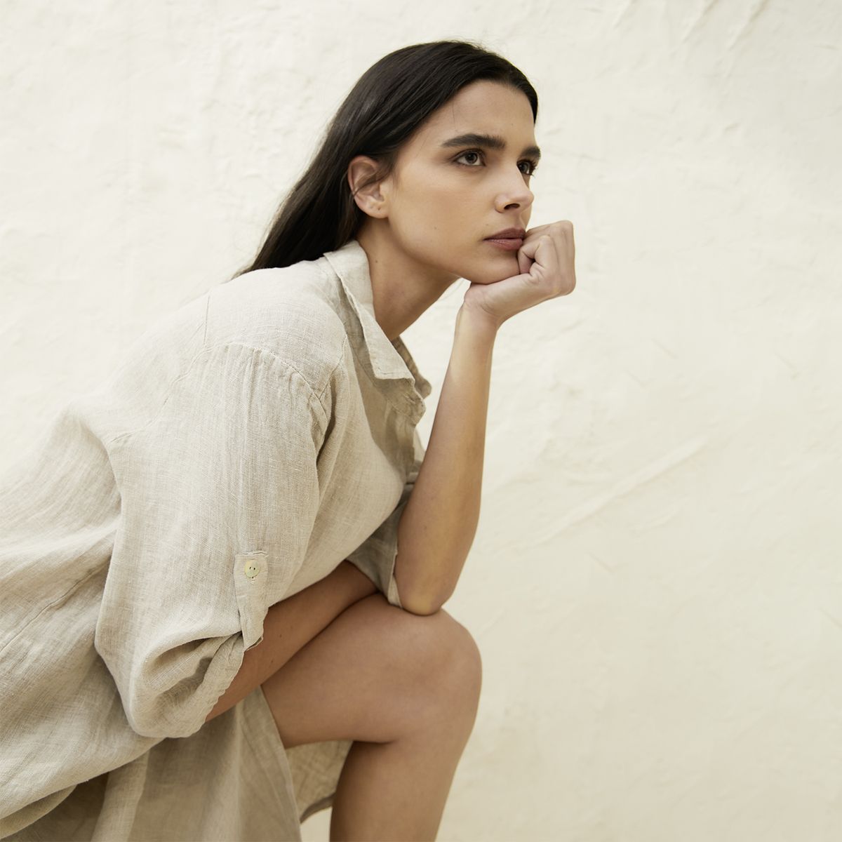 BASEMENT - Vestido Mujer 100% Lino Hecho en Italia Basement