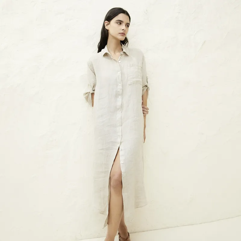 BASEMENT - Vestido 100% Lino Mujer Basement