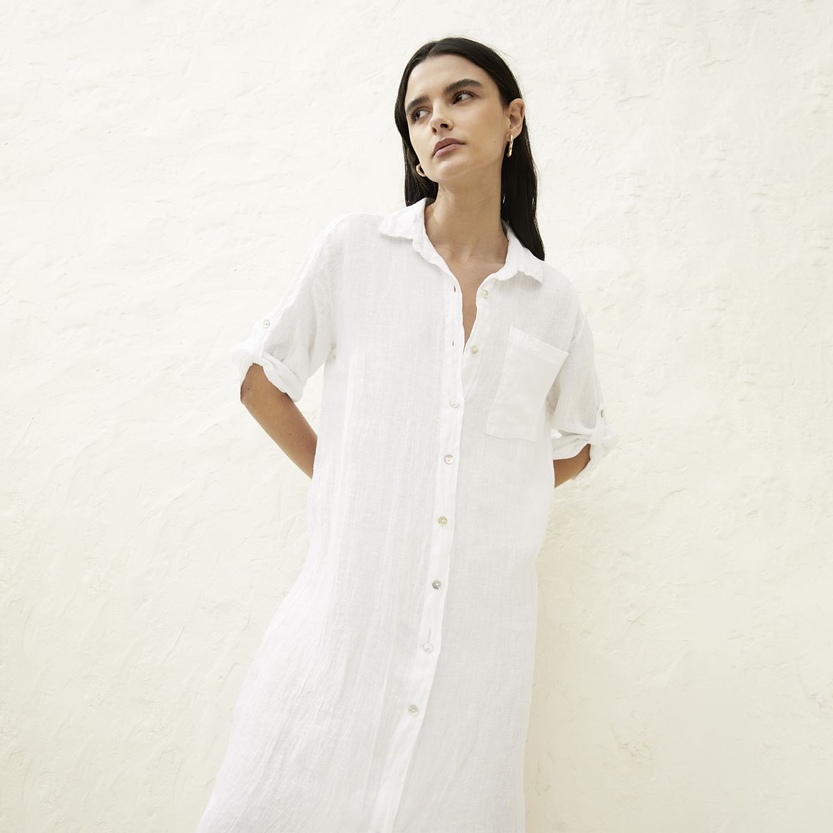 BASEMENT - Vestido Mujer 100% Lino Hecho en Italia Basement