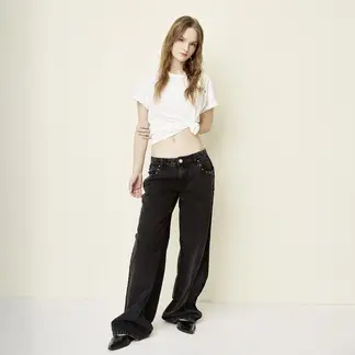 SYBILLA - Jeans Wide Leg Tiro Medio Mujer