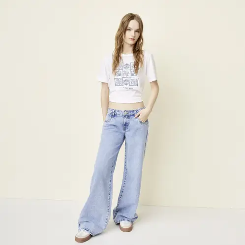 SYBILLA - Jeans Wide Leg Tiro Medio Mujer