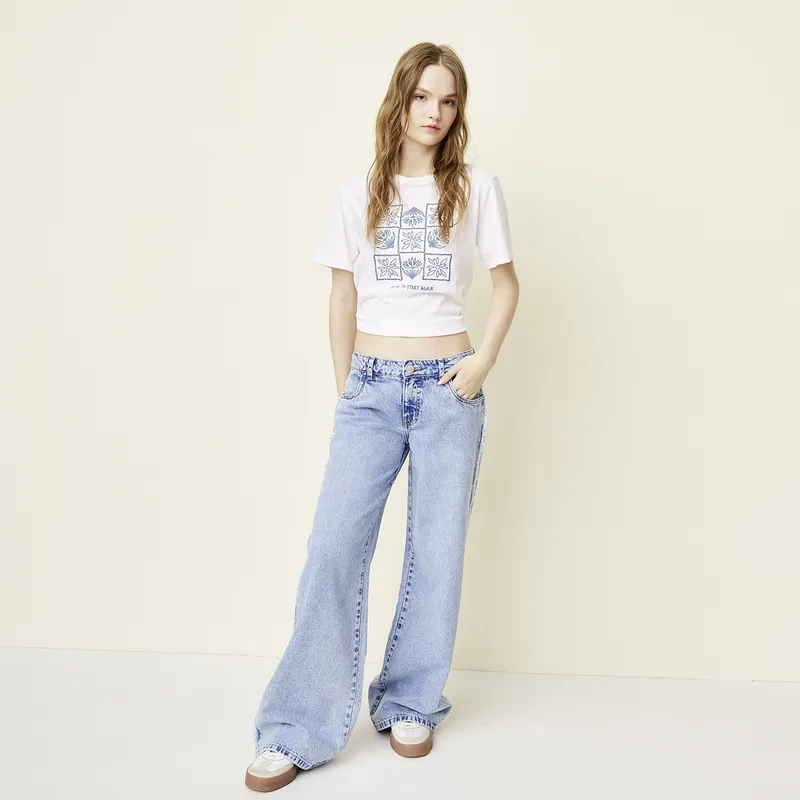 SYBILLA - Jeans Wide Leg Tiro Medio Mujer Sybilla