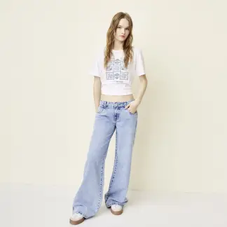 SYBILLA - Jeans Wide Leg Tiro Medio Mujer