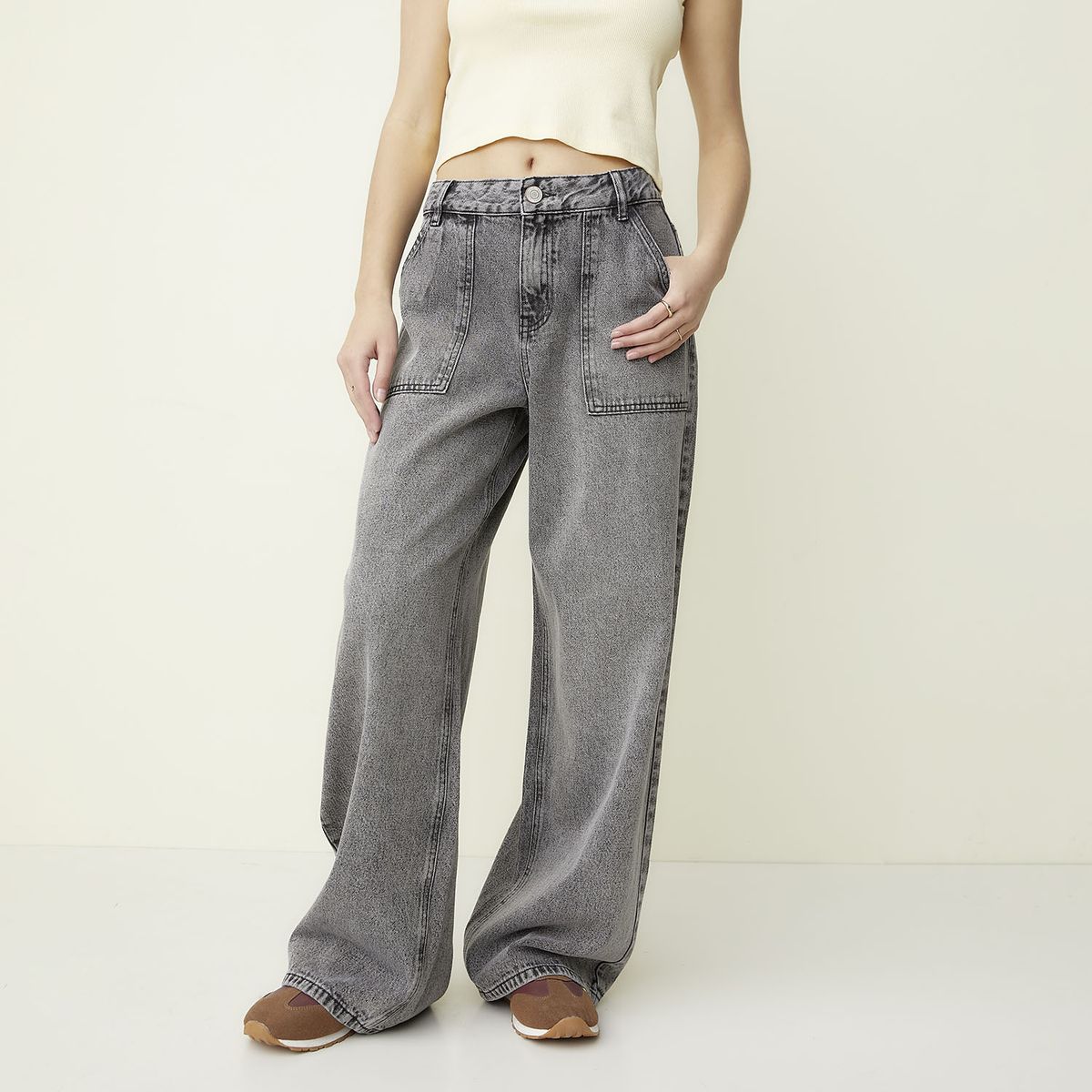 SYBILLA - Jeans Wide Leg Tiro Medio Mujer Sybilla