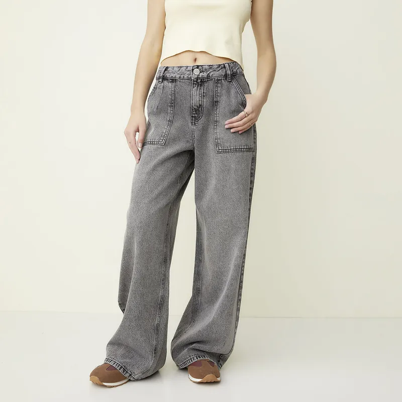 SYBILLA - Jeans Wide Leg Tiro Medio Mujer Sybilla