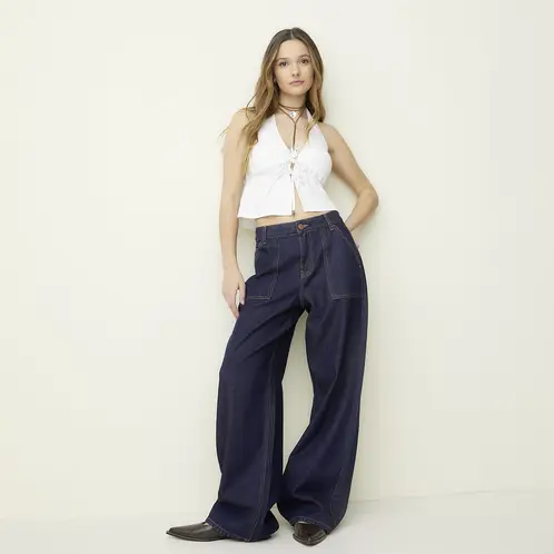 SYBILLA - Jeans Wide Leg Tiro Medio Mujer