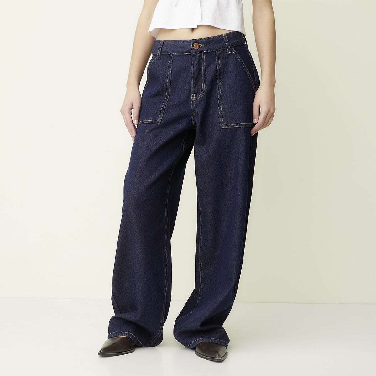 SYBILLA - Jeans Wide Leg Tiro Medio Mujer Sybilla