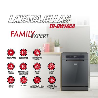 Imagen 2 del producto Lavavajillas 16 Cubiertos Inox Dark TH-DW16CA