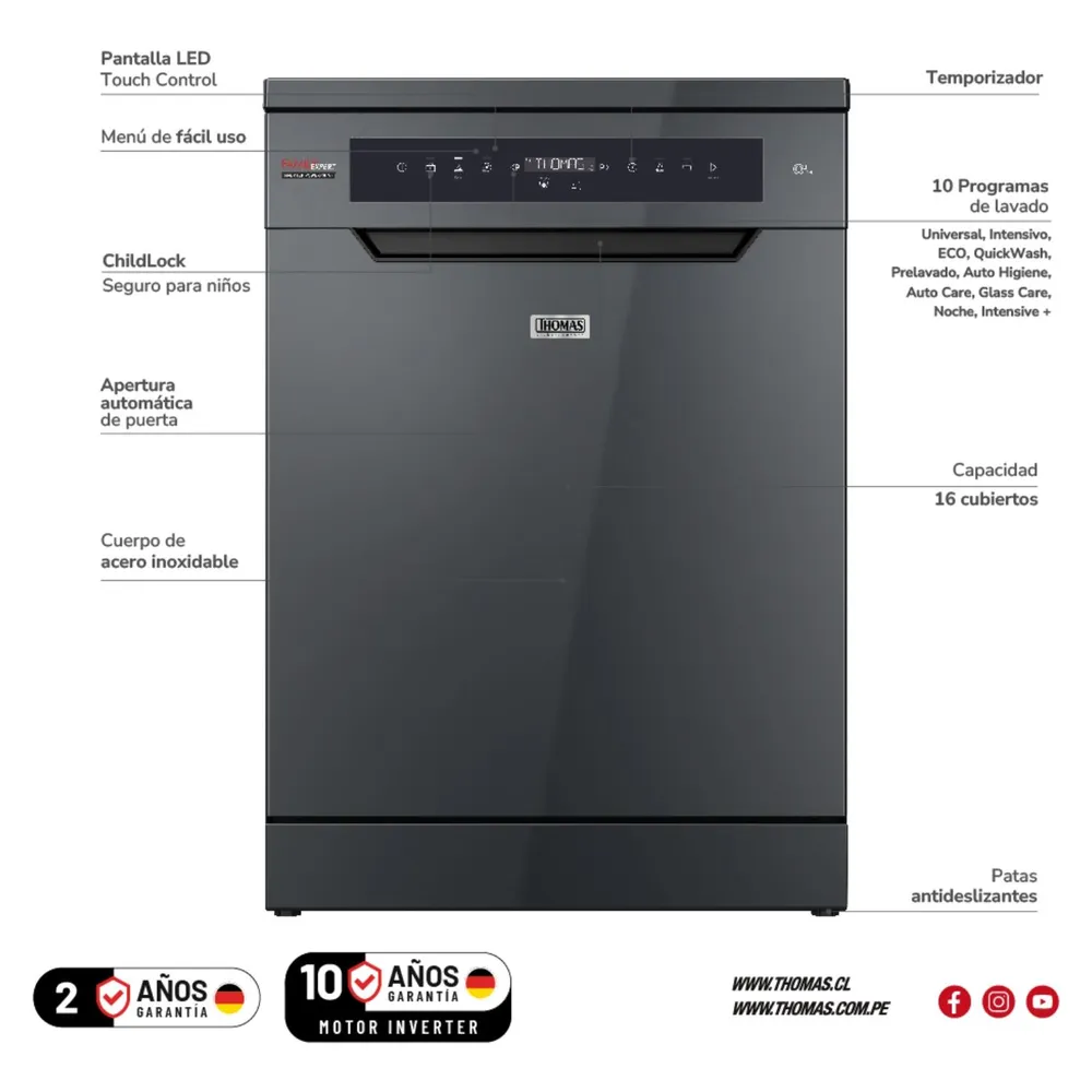 Thomas TH-DW16CA 16 Cubiertos Inox Dark Grey, foto 6