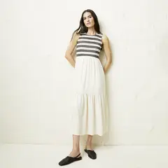 BASEMENT - Vestido Sin Manga Lino Mujer