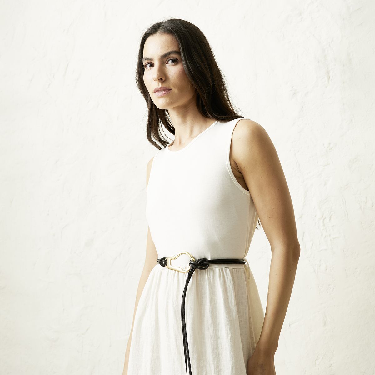 BASEMENT - Vestido Sin Manga Lino Mujer Basement