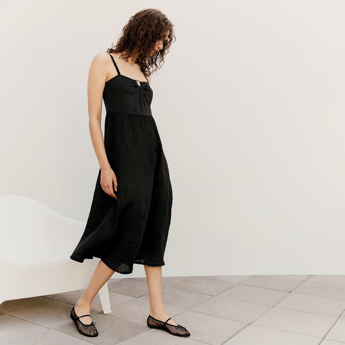 BASEMENT - Vestido Lino Hecho en Italia Mujer Basement