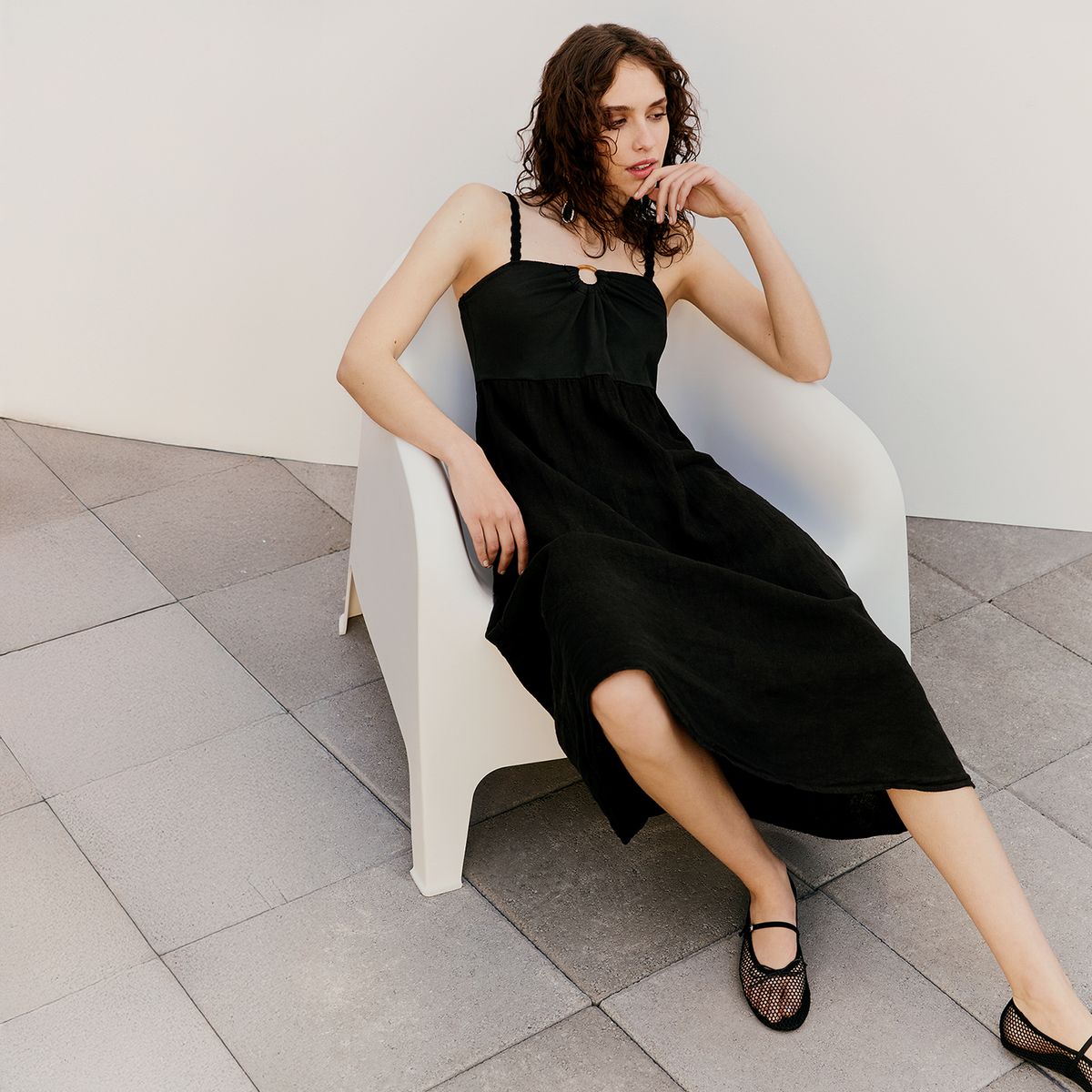 BASEMENT - Vestido Lino Hecho en Italia Mujer Basement