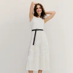 BASEMENT - Vestido Sin Manga Lino Mujer