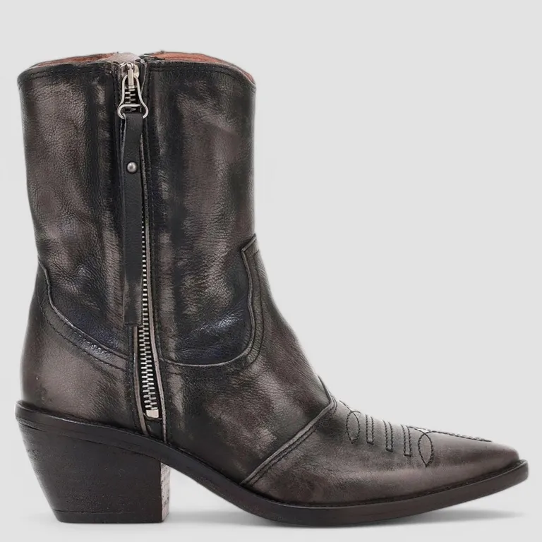 Botin Mujer Cuero Gris